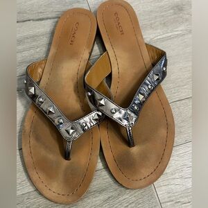 Coach Shimmer Silver Sandal SZ 9
